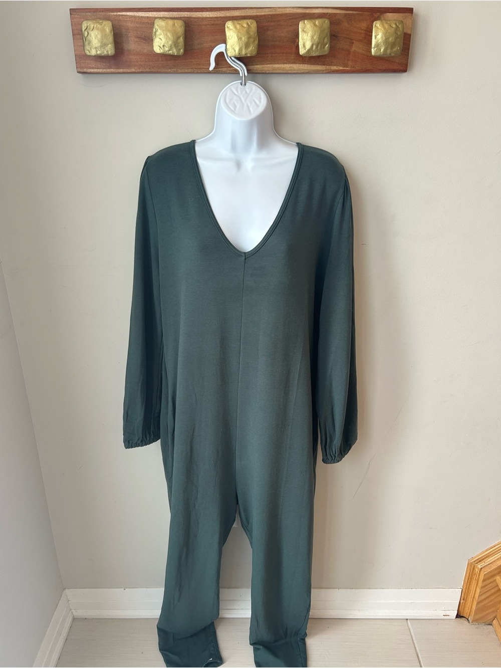 Smash + Tess XL Forest Green Romper Bamboo Blend Long Sleeve Made in Canada